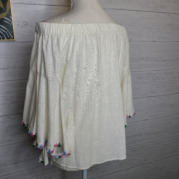 Altar'd State Size Small NWT Ivory Off Shoulder Tassel Sleeve Top - Picture 9 of 12